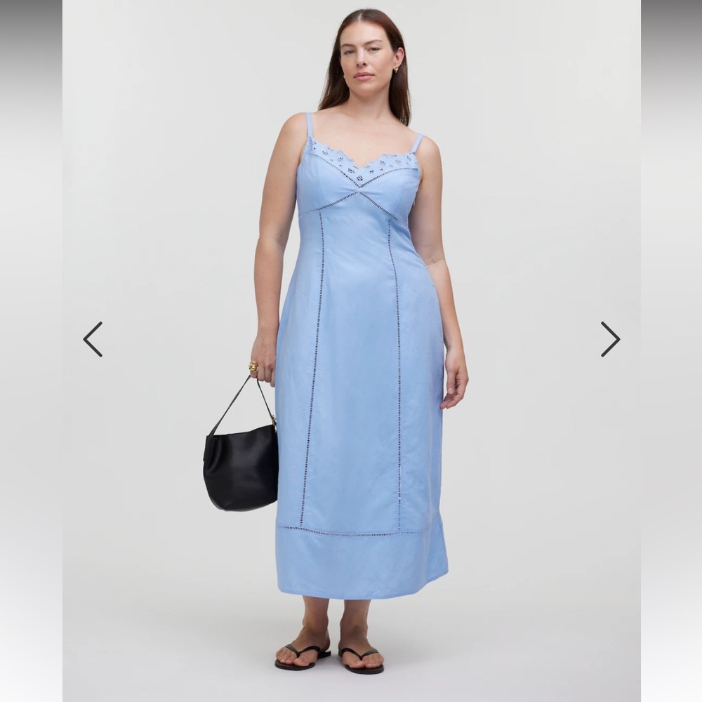 NWT Madewell sweetheart midi dress in linen cotton blend